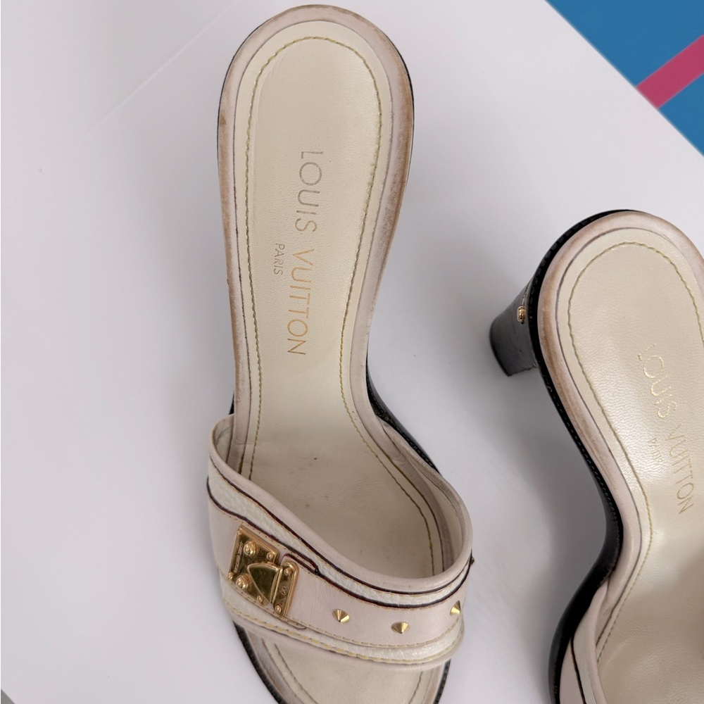Louis Vuitton Black and Cream Mules - Picture 3 of 7